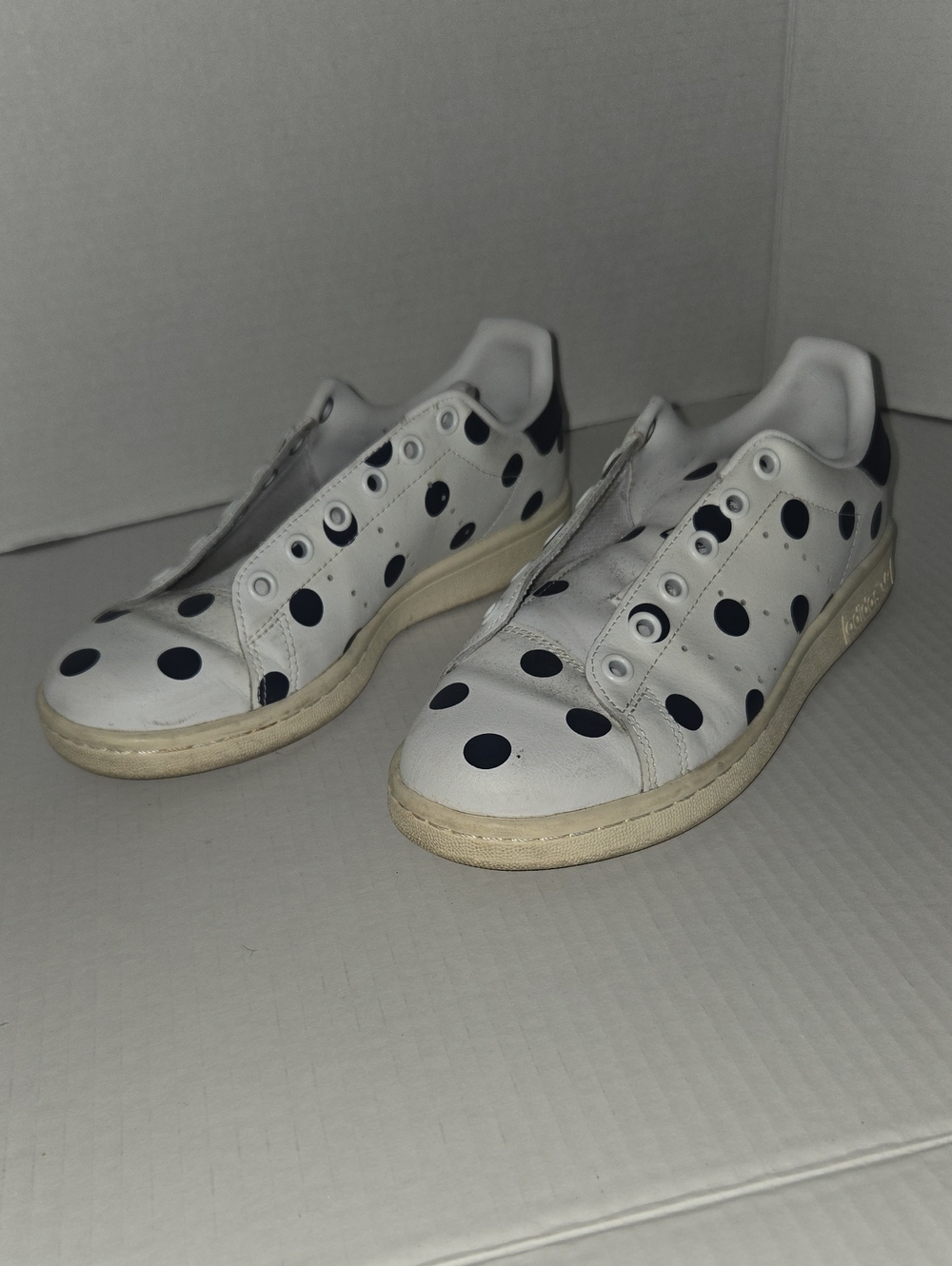 White Adidas X Stan Smith Sneakers with Black Polka Dots